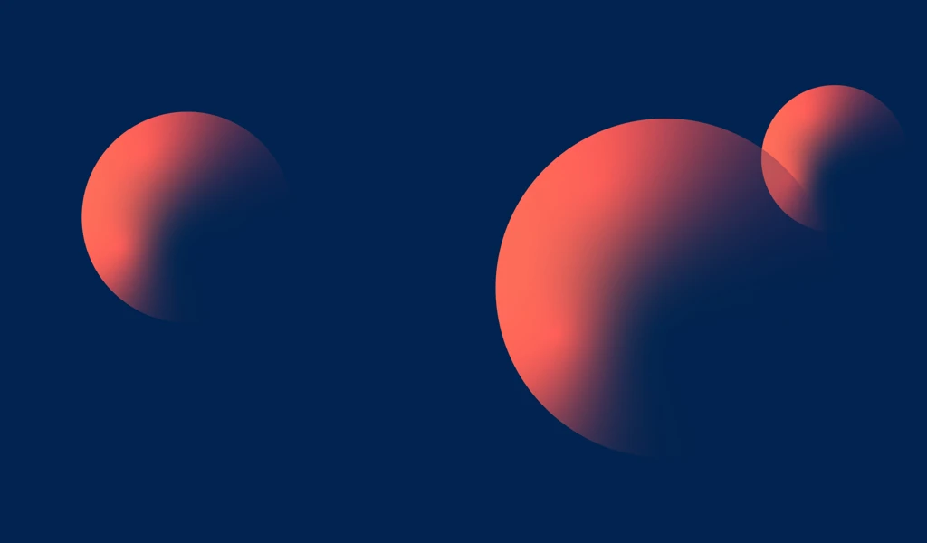 three red overlapping circles on blue background